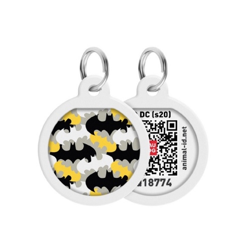 Medaglietta WAUDOG BATMAN PATTERN in Metallo per cani con QR CODE