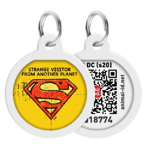 Medaglietta WAUDOG SUPERMAN VINTAGE in Metallo per cani con QR CODE