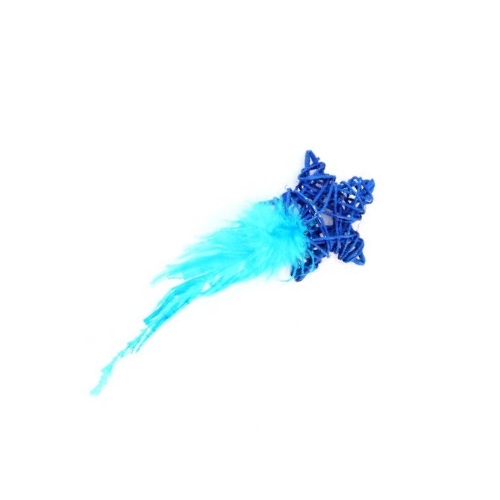 Stella Blu con Piuma - 13x7 cm
