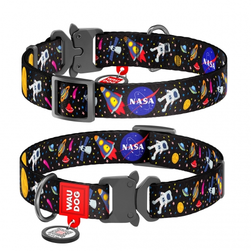 Collare WAUDOG NASA in NYLON  con QR CODE - Chiusura in METALLO