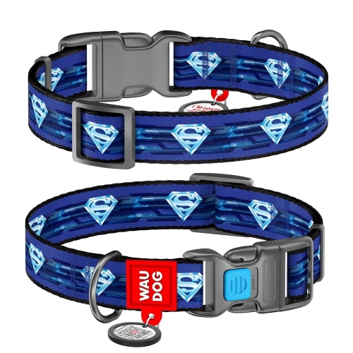 Collare WAUDOG WONDER SUPERMAN 1  CON QR CODE - CHIUSURA IN PLASTICA
