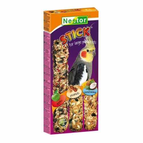 N. 3 Stick per Pappagalli Medi con MELA - ARACHIDI e COCCO + BANANA - 175 gr