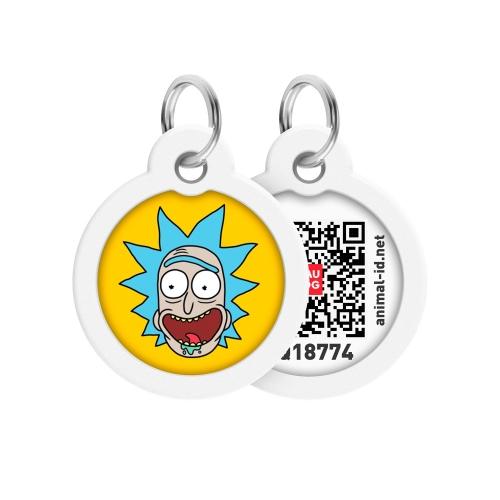 Medaglietta WAUDOG RICK AND MORTY 3 in Metallo per cani con QR CODE - D 30 mm