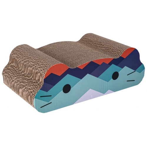 Tiragraffi in Cartone Face - Con Catnip - 45x24x15 cm - BLU
