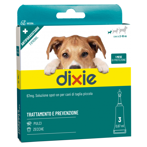 Antiparassitari Dixie - Pipette Cane FIPRONIL 0.67 ml - Blister 3 pz - Taglia Piccola - 2 - 10kg