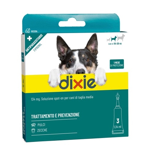 Antiparassitari Dixie - Pipette Cane FIPRONIL 1.34 ml - Blister 3 pz - Taglia Media - 10 - 20kg